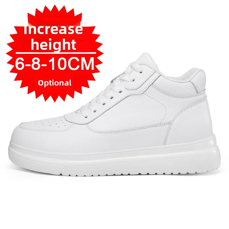 Couple Sneaker Luxury Cowhide Casual Shoes 8cm 10cm Inner Height-increasing Shoes Fashion Thick-sole Sports Shoe Tenis Masculino