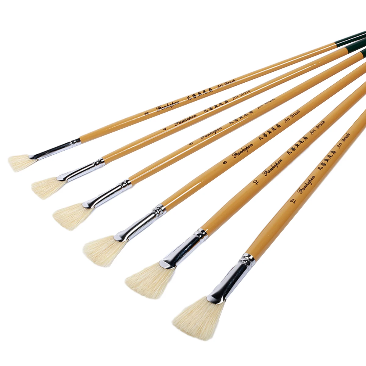 

6 pcs Fan Shape Paint Brushes for Oil Watercolor Artists Professional Supplies Weasel Hair Durable Long H Tools