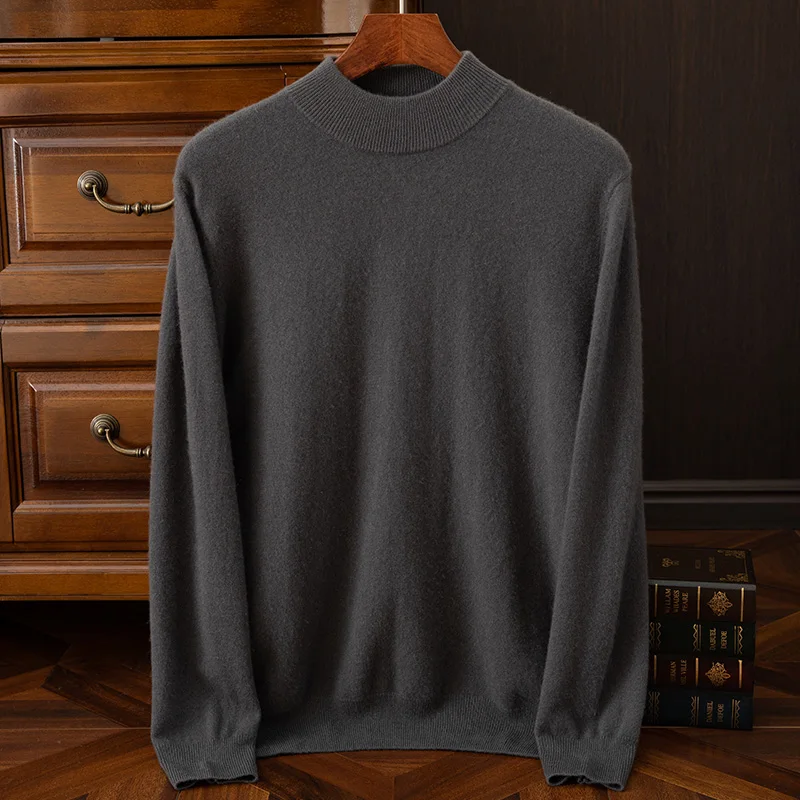 2024 new autumn and winter men\'s 100% pure cashmere sweater, half turtleneck, popular, casual, pullover sweater