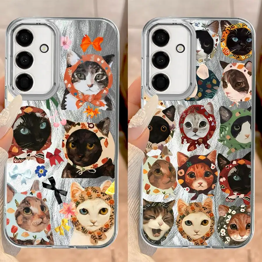 Cartoon Cat Art Soft Cover Phone Case for Samsung Galaxy A17 A34 A13 A14 A21s A23 A24 A51 A52 A55 A26 A15 A16 A35 A36