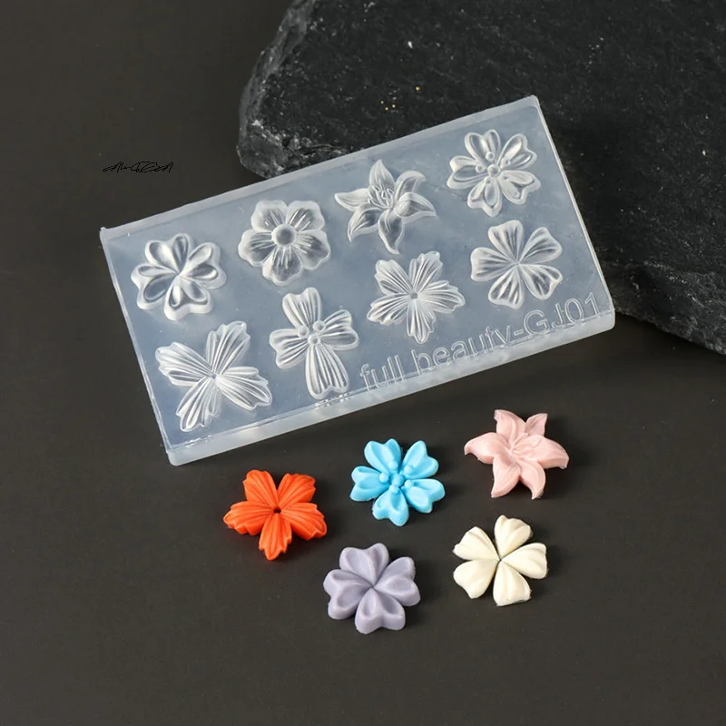 Pétalos de flores de primavera, molde de silicona 3D para uñas, plantilla de manicura de diseño Floral DIY, herramienta de plantilla de tallado para decoración de uñas