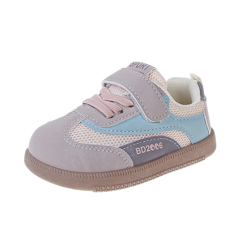 Toddler Walking Shoes Breathable Mesh Casual Sneakers, Hook and Loop Non-Slip Rubber Sole Retro Trainer Shoes for Infant First