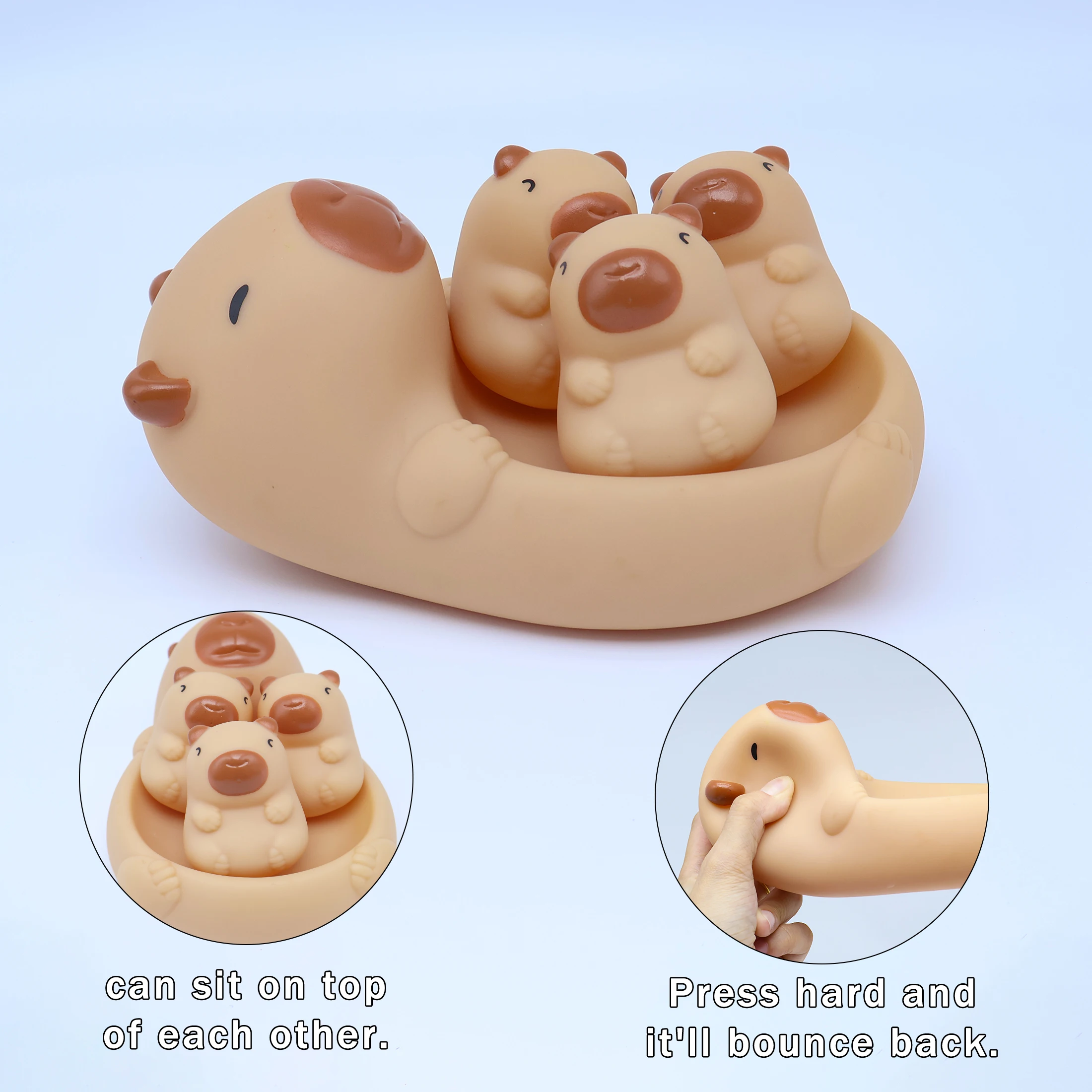 유치원 및 유아 욕실 에나멜 돌고래 귀여운 플로팅 장난감 아기 물놀이 및 물놀이 플로팅 카피바라 및 낚시 그물, 안전하고 무독성 어린이 목욕 대화형 장난감