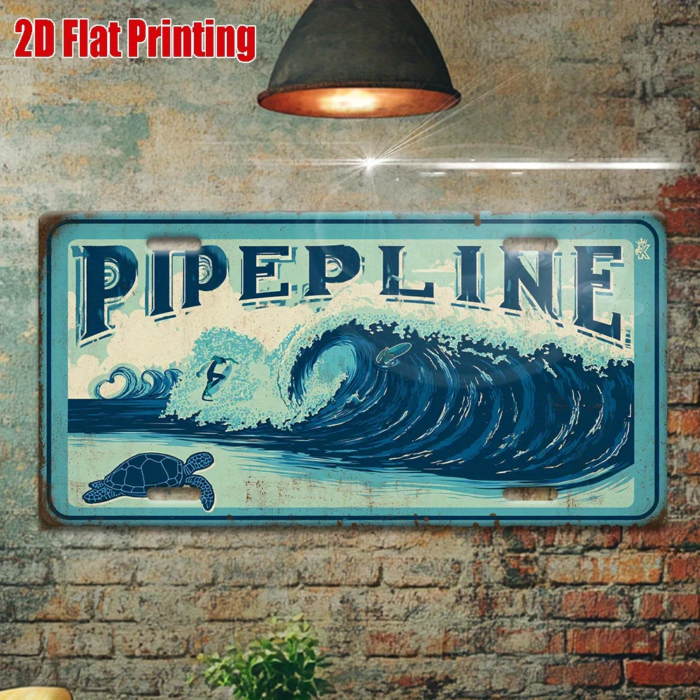 2D Flat, [], 2D Flat Printing, 1pc, Vintage Metal Sign, for Decorationg Only, Outdoor Wall Art (29.97cm * 14.99cm), PIPELINE