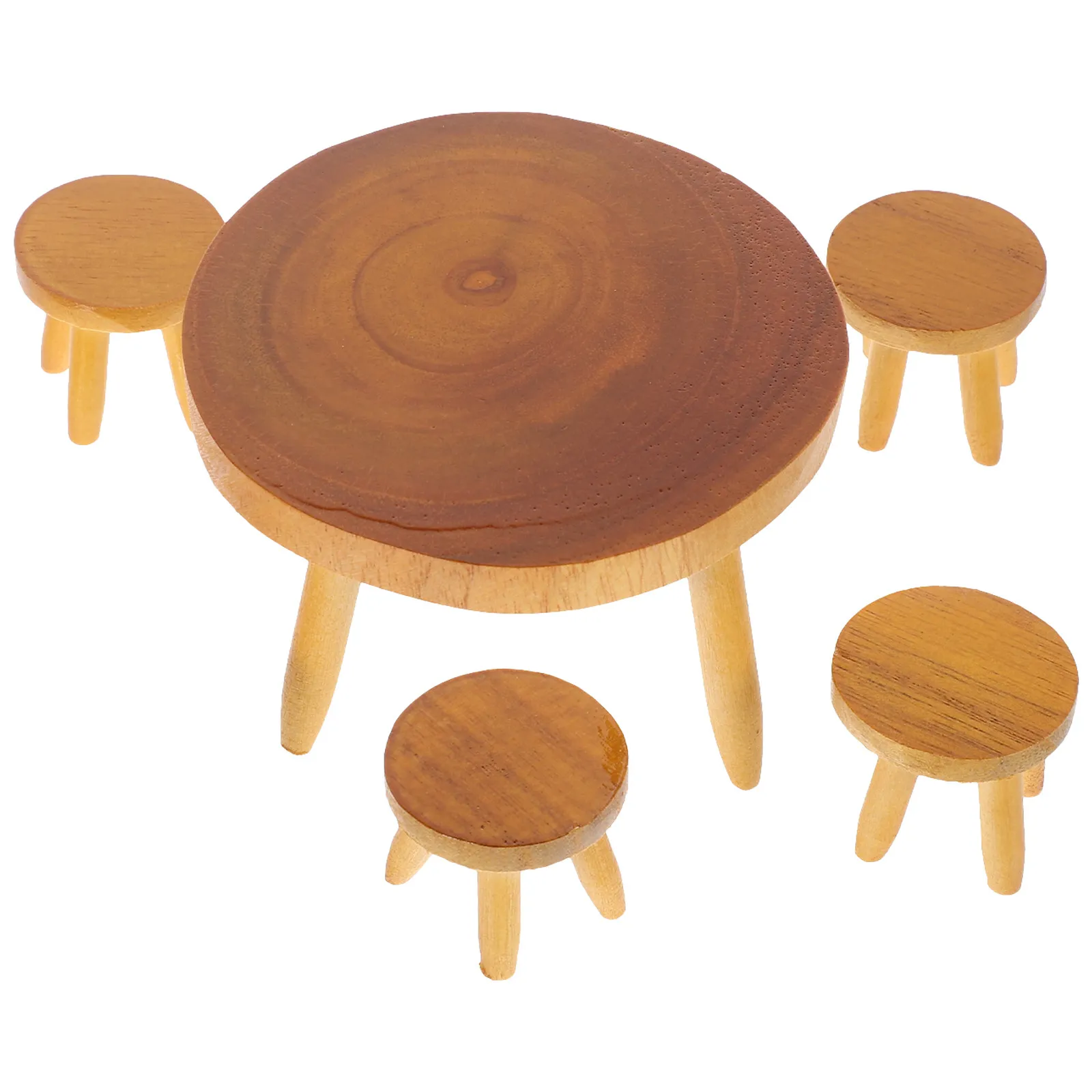 

1Set Vintage Wooden Dollhouse Furniture Mini Dining Table Chair Set Miniature Home Decoration House Accessories