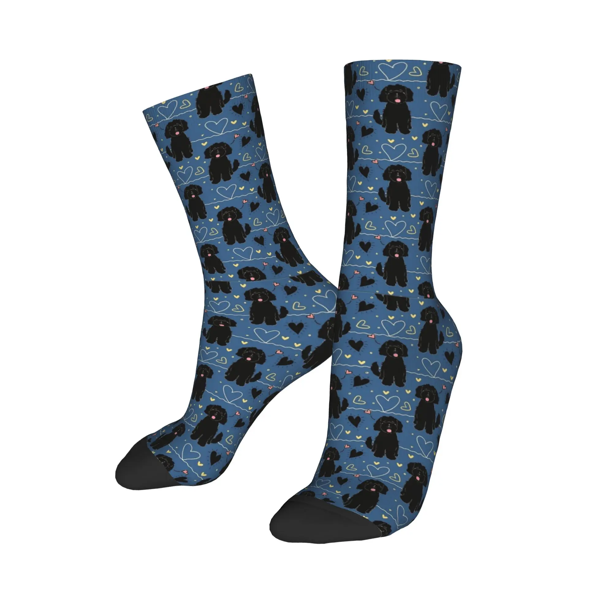 LOVE Black Goldendoodle Dog Stockings  Design Fashion Socks Autumn Anti Bacterial Socks Men Cycling Soft Breathable Socks