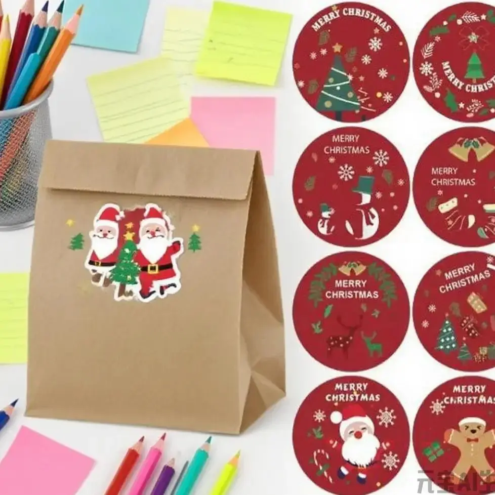 500pcs/roll Merry Christmas Sticker Party Stickers Christmas Party Decoration Sticker New Year Gift Box Seal Sticker 1 inch