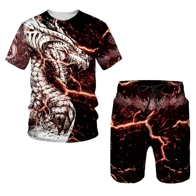 2025 Fashion Street Beer 3D Printed Sportswear Two Piece Sportswear New Summer Men's Short Sleeved T-shirt Set