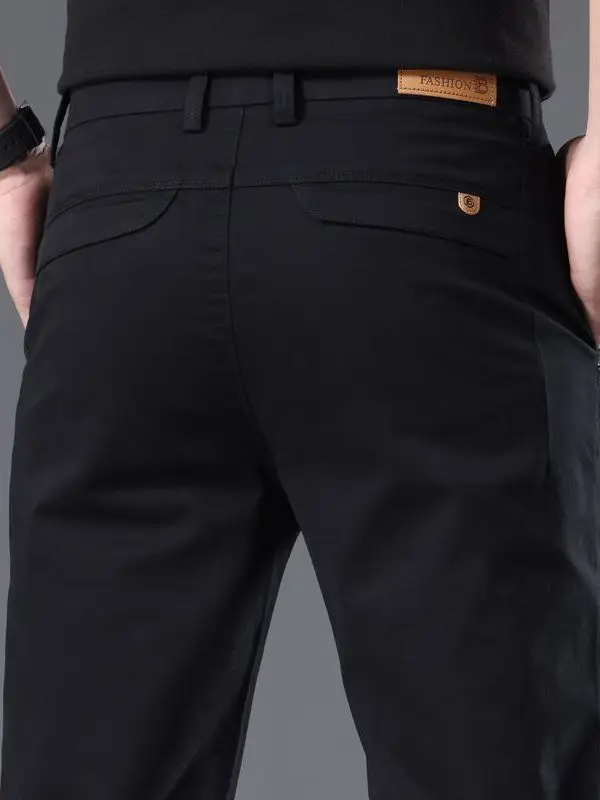 

Высококачественные черные повседневные брюки для мужчин: прямой крой, комфортные, дышащие, для весны и лета, деловой стиль, прочные, для работы, в западном стиле