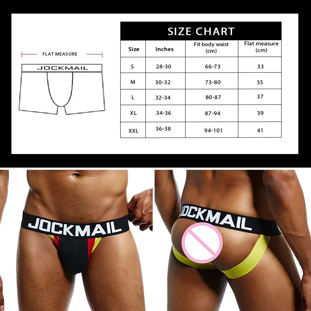 1-4pcs Men Sexy Jockstrap Open Butt Underwear Cotton Cuecas Men G-Strings & Thongs Backless Briefs Homme Gay Male Slip Underpant