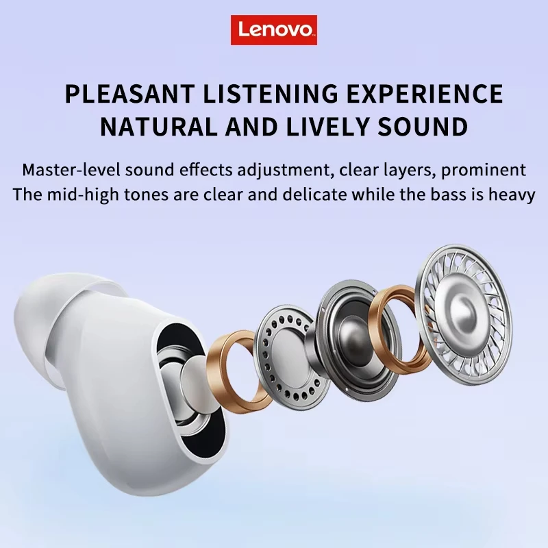 Original Lenovo XT62 Wireless Bluetooth V5.3 Earphones Intelligent Noise Reduction Earbuds Long Endurance Headphones with Mic