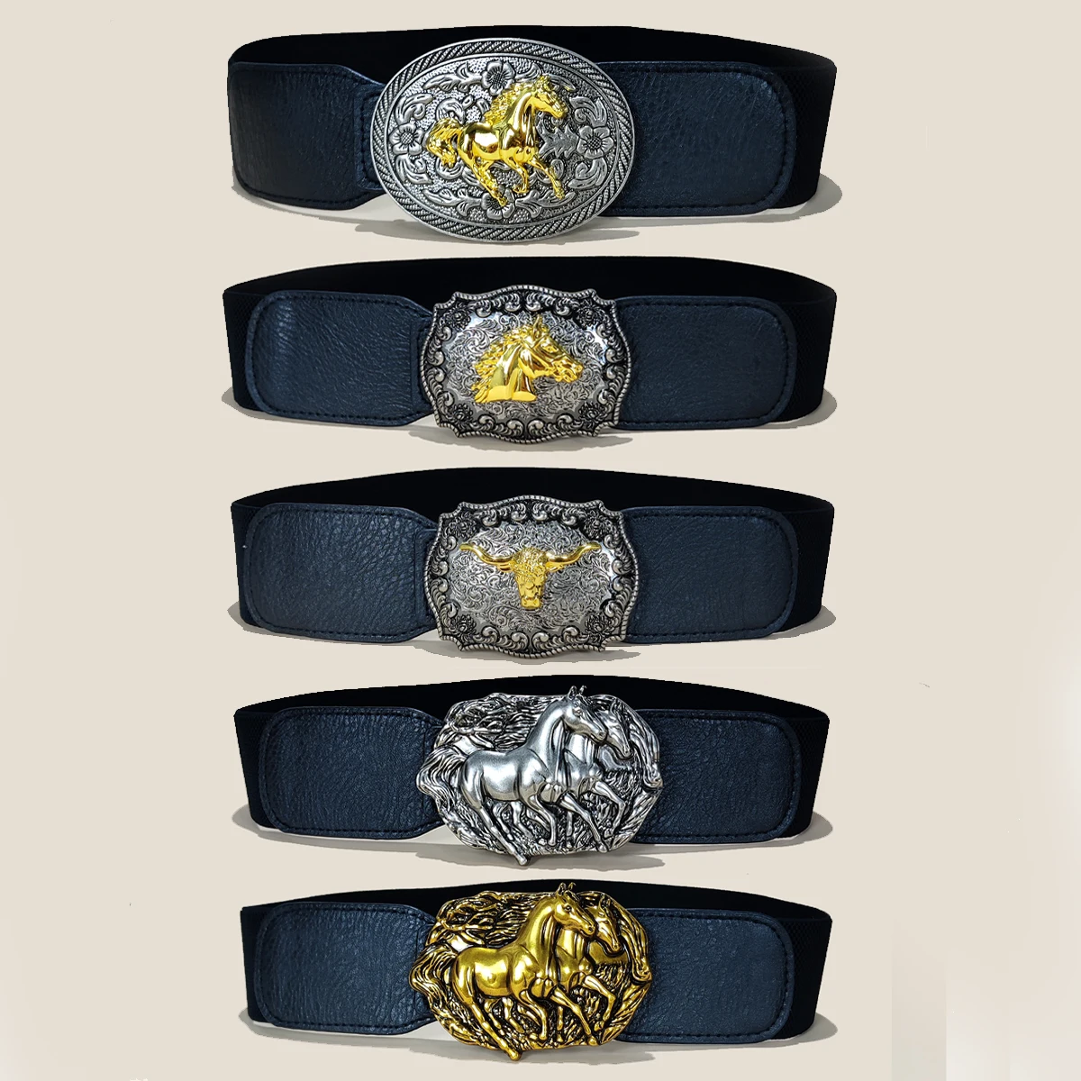 New Corset Western Bull Horse Wide Belt Pu Leather Slimming Body Belts for Women Elastic High Waist Belt Dress Cummerbunds Gifts