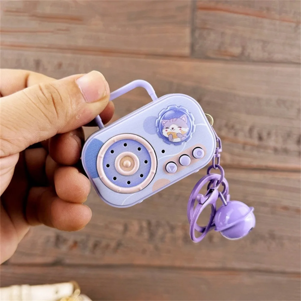 Mini Vintage Recorder Keychain Cute Cartoon Animal Music Player Tape-shaped Bag Pendant Car Key Ring Machine Gifts Radio Toy view 5