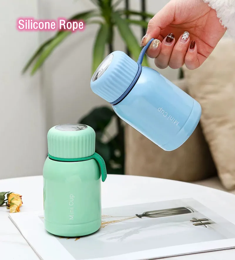280 мл модная мини-термос из нержавеющей стали 316, силиконовая веревка, портативный милый карманный стакан для термобутылки для кофе, чая