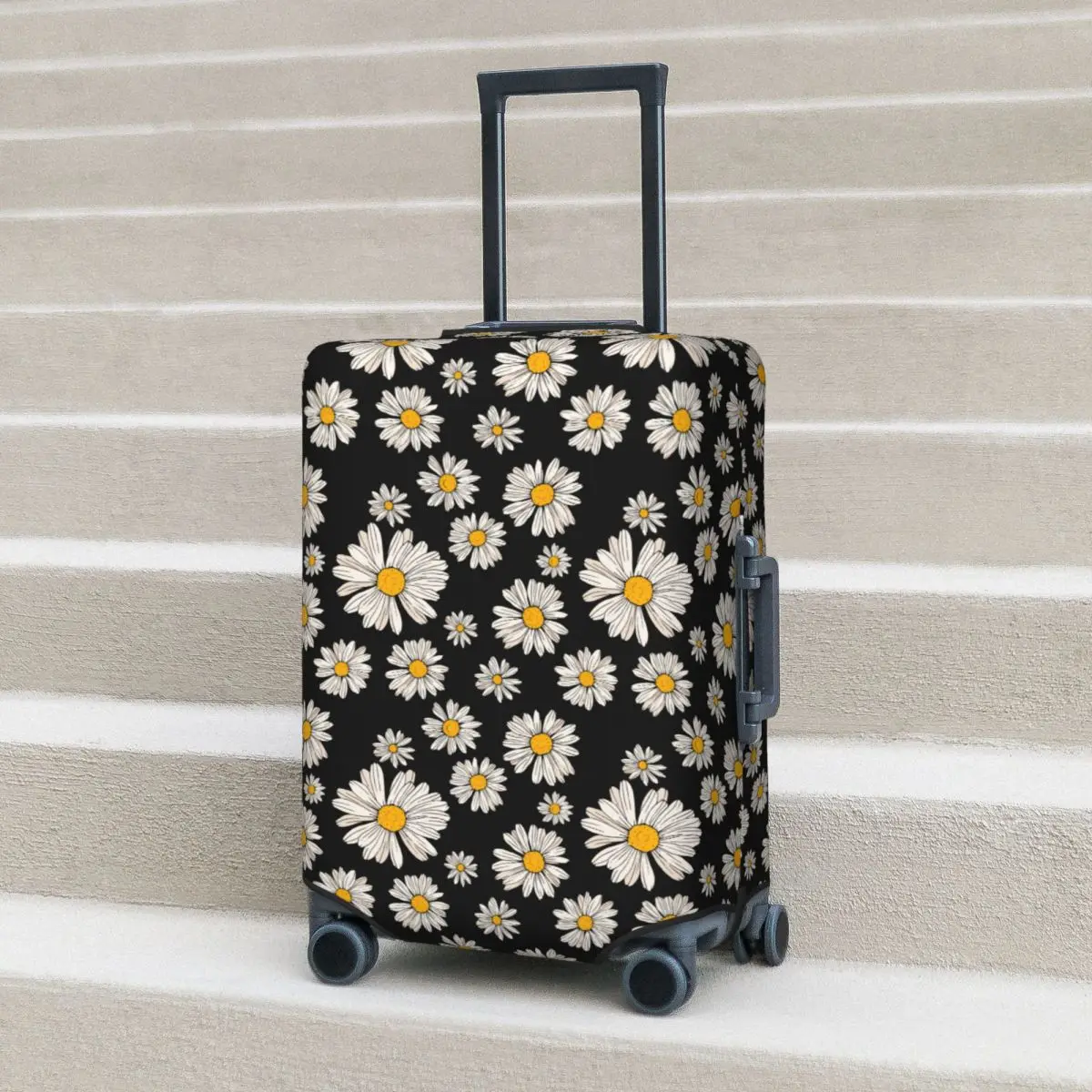 

Daisy Flower Suitcase Cover Chamomile Boho Cruise Trip Vacation Useful Luggage Accesories Protection