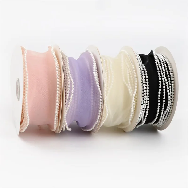 4.5 Meters/Roll Pearl Ribbon Flower Gift DIY Material Used For Wedding Gift Box Bouquet Tie 4cm