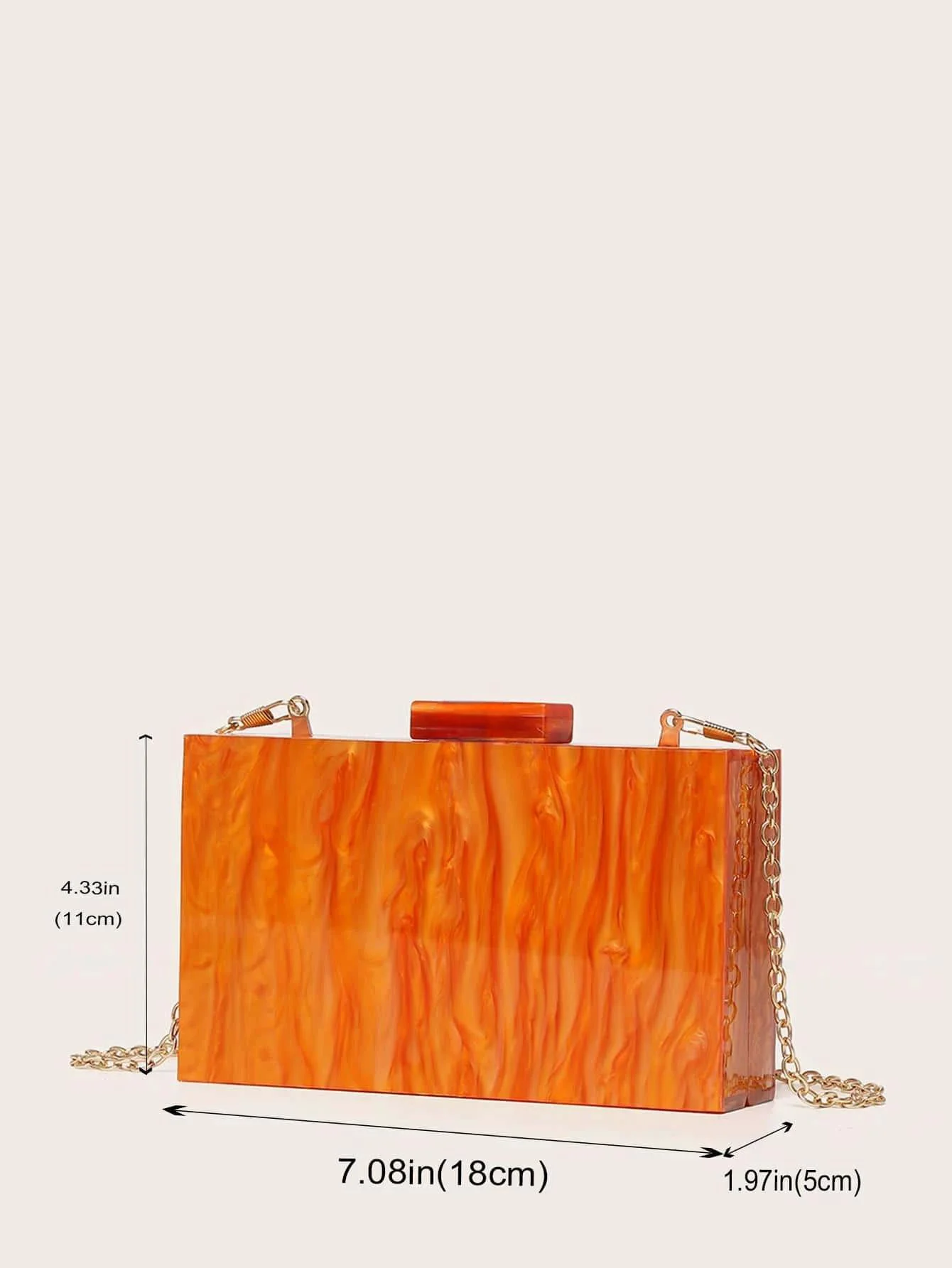 Hot Orange Mini Pvc Acrylic Box Clutches Lady Evening Shell Female Flap Shoulder Bag Women Luxury Designer Handbag PVC Purse