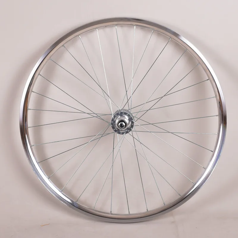 Fixed Gear Bike Retro Silver 700C Wheelset Aluminum Fixie Single Speed Bicycle 25MM High Strength Wheels with Industrial Bearing