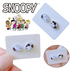 Kawaii Snoopy Earings Cute Cartoon Resin Ear Stud Women Simpl Fashion 925 Silver Earing Jewelry Charm Accessories Girls Gift