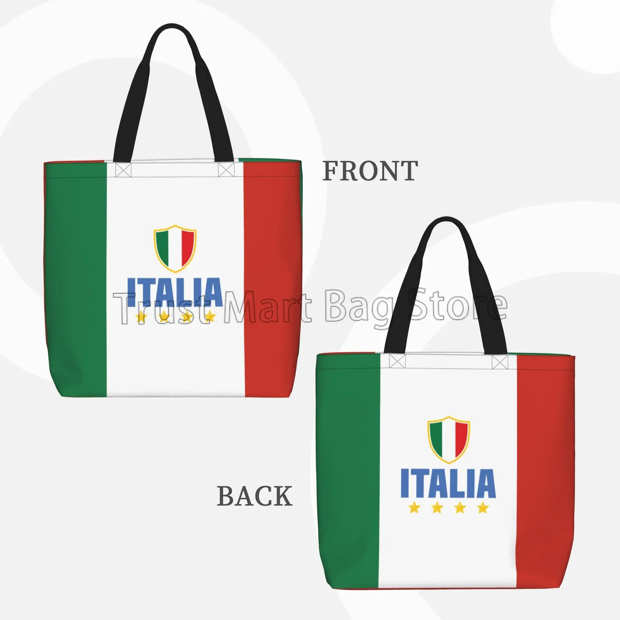 Italy Flag Handbags Reusable Grocery Bags Shopping Tote for Women Foldable Waterproof Book Tote Reusable Shoulder Bag