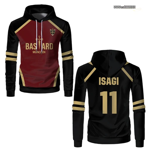 Imagen 2 del producto Sudadera con capucha de uniforme del equipo Blue Lock Anime Bastard Mulnchen No. 10 KAISER Sudadera de manga larga para hombres y mujeres Tops deportivos transpirables