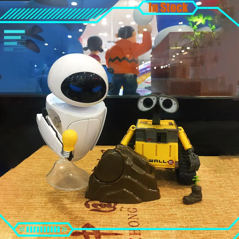 20cm walle anime figura wall.e eva robô figura de ação transformando parede e estátua eva wall.e robô decoração de mesa modelos brinquedo presente