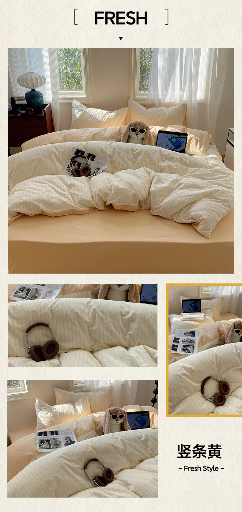 100% Cotton Yarn-dyed Duvet Cover Set or Single Quilt Covers Skin-friendly Breathable Blanket Cover Soft Plaid Comforter Cover