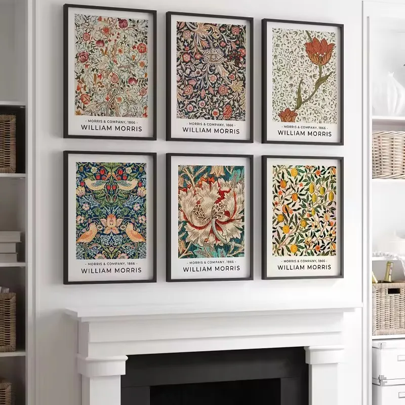 Vintage William Morris Flower Floral Exhibition Posters and Prints Canvas Painting Wall Art Pictures for Living Room Home Decor