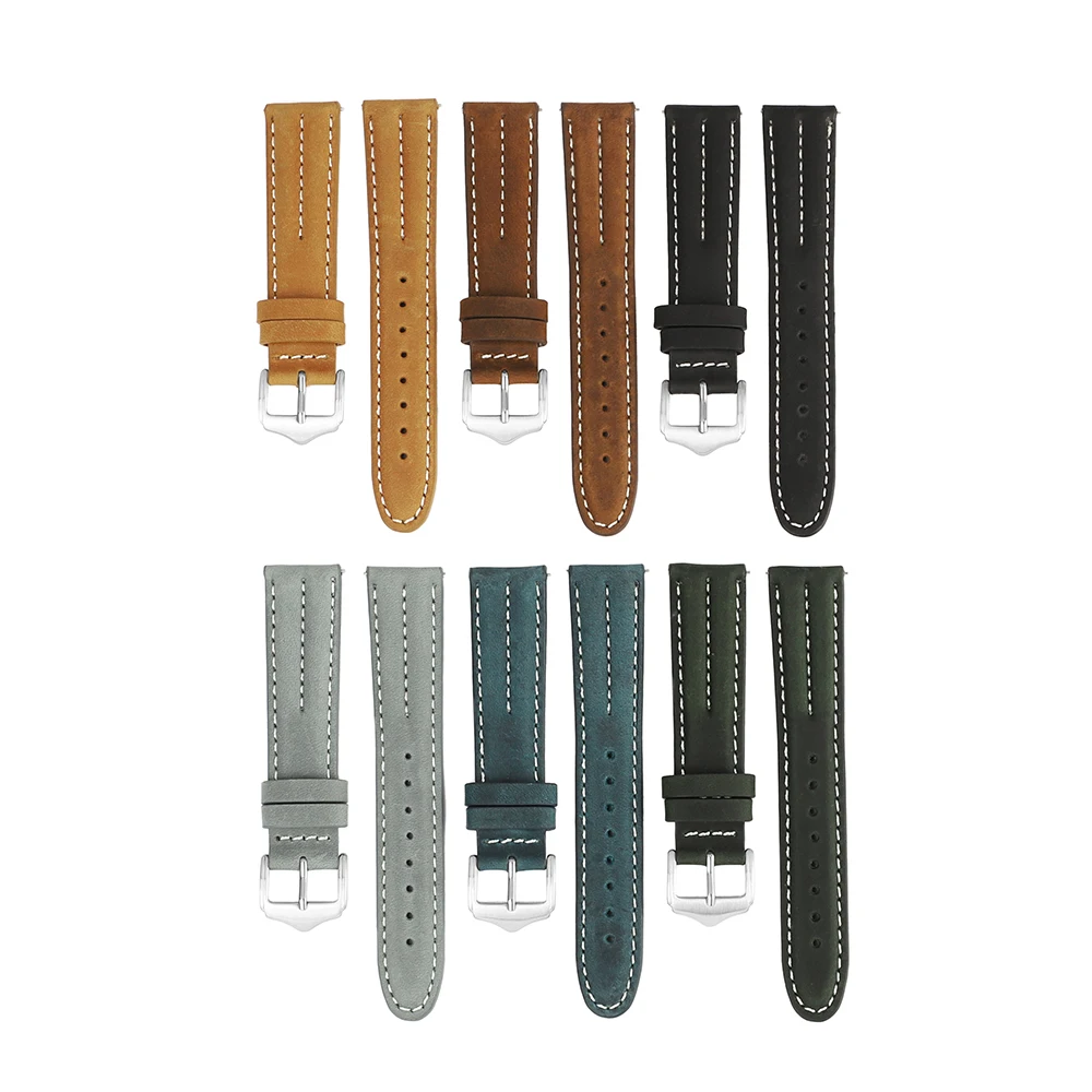 Vintage Crazy Horse Leather Watch Band 20mm 22mm Men Women's Universal Watch Strap Quick Release Cowhide Bracelet for Panerai
