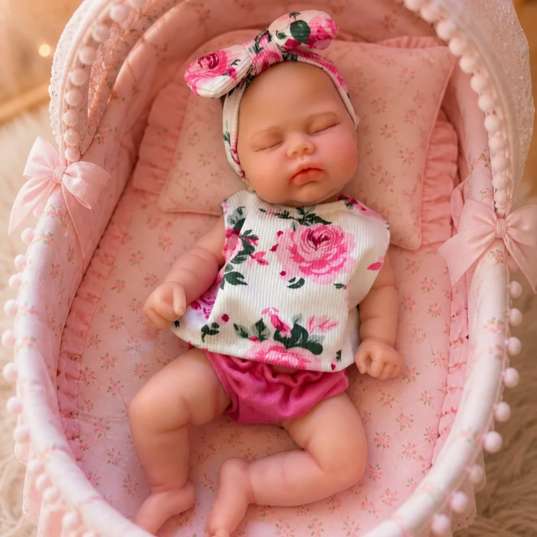 33cm Cuddly Washable Solid bebé reborn de silicona completo Girl Doll With Open Mouth & Handmade Paint Skin Soft Reborn Doll