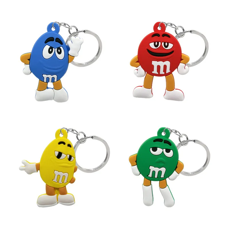 2025 nueva llegada llavero colorido frijol figura de dibujos animados llavero divertido patrón llavero baratija chico niños regalo de cumpleaños
