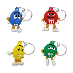 2025 New Arrival Keychain Colorful Bean Cartoon Figure Key Ring Funny Pattern Key-holder Trinket Kid Children Birthday Gift
