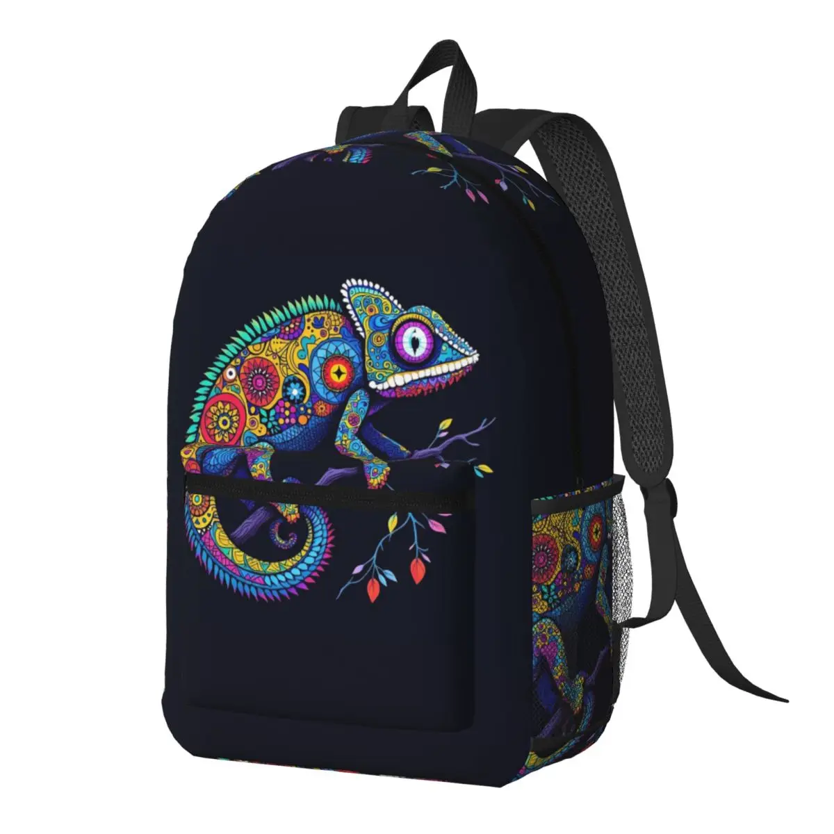 

Chameleon Mexican Indigenous Pop Style Backpack Daypack Large Capacity Kids BookBag School Bag Shoulder Bags for Men Women