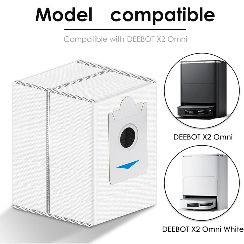 Сменные мешки для пыли для робота ECOVACS DEEBOT T30S/X2 Omni/X2 Pro/X2/X5 Omni, слой фильтра с вакуумным активированным углем