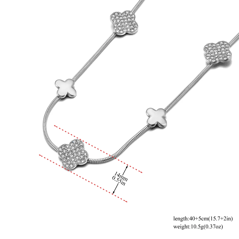 Lokaer العصرية الزركون زهرة سلسلة قلادة سوار الفولاذ المقاوم للصدأ مجوهرات حساسة للنساء مقاوم للماء هدية حفلة N25160