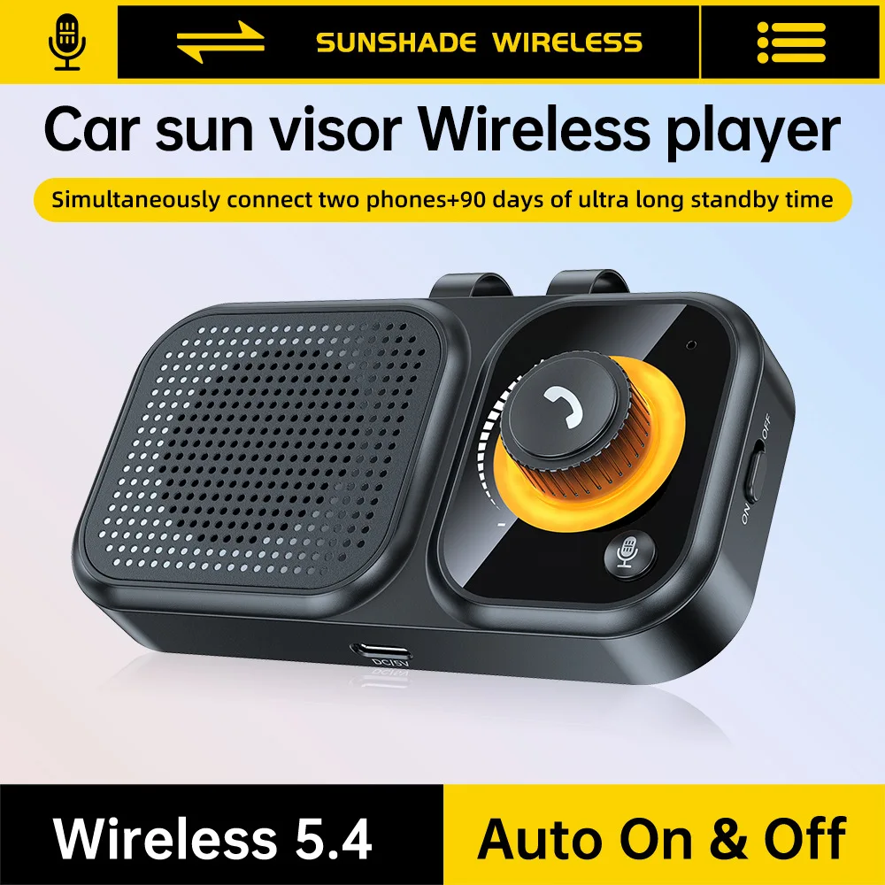 2Pcs Bluetooth 5.4 Sun Visor Clip Handsfree Car Kit Wireless Audio Receiver MP3 Music Player Speakerphone with Button