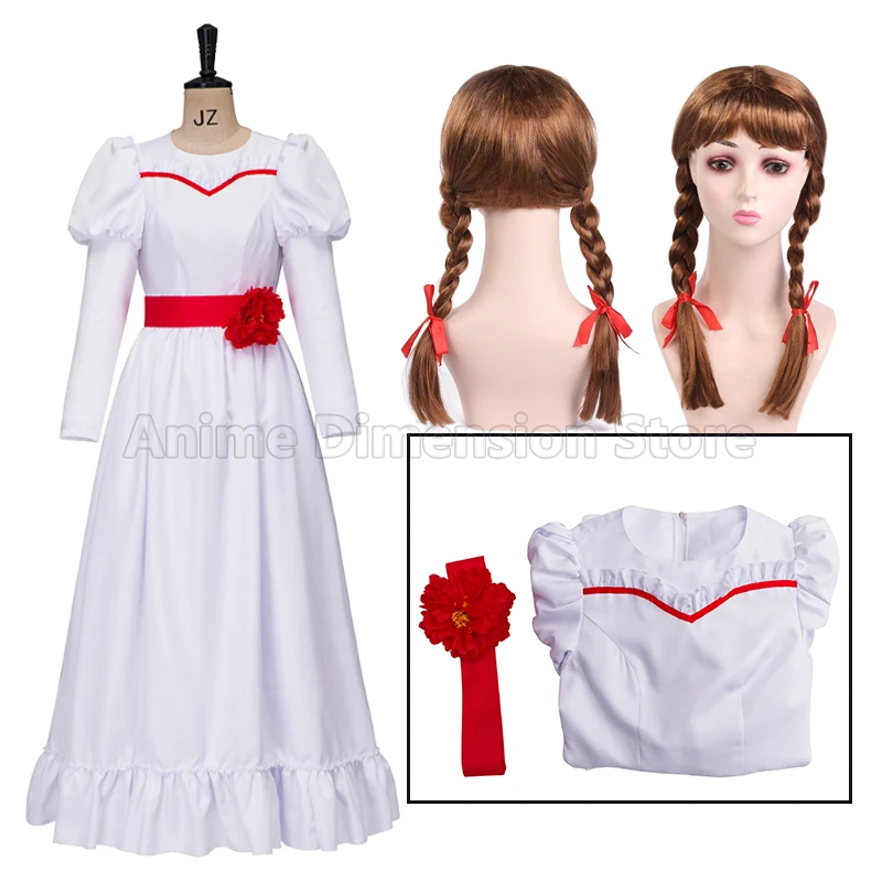 ConjingDoll Cosplay Costumes Dress Wig,Movie Annabelle Uniform Female Halloween Party Dressing