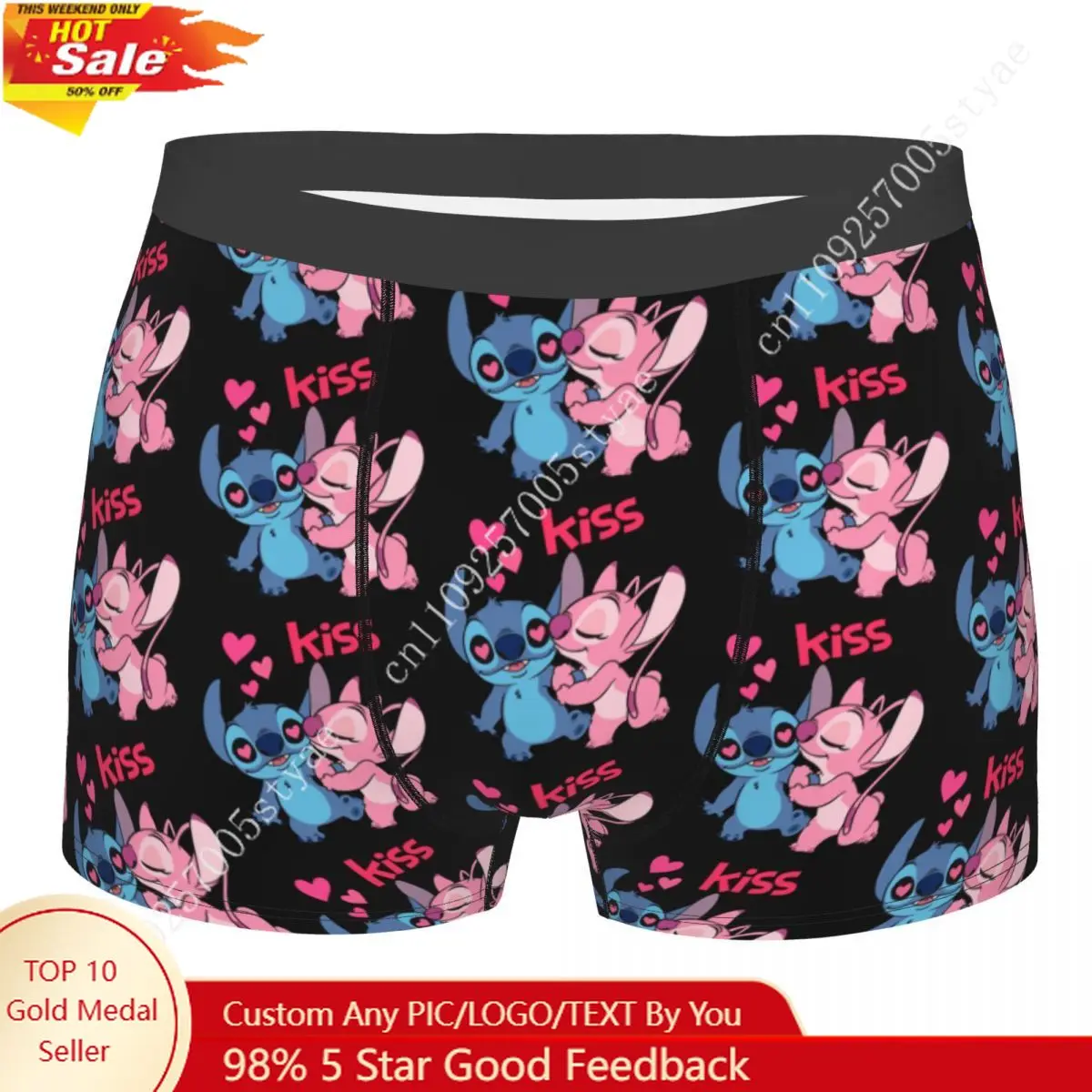 

Custom Stitch Lion Cute Boxers Shorts Men's Disney Movie Briefs Underwear Fashion Underpants