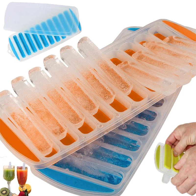 

1pc Ice Cube Tray,Reusable Long Ice Stick Ice Maker Mold with Lid,Easy-Release & Flexible Silicone Ice Cube Mold