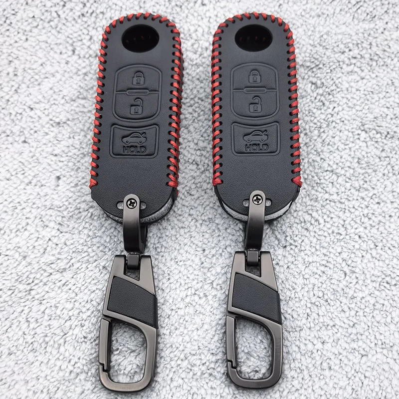 Leather Car Remote Key Cover for Mazda 2 3 6 Atenza Axela Demio CX-5 CX5 CX-3 CX7 CX-9 2015 2016 2017 2018 2019 Case Holder Fob view 5