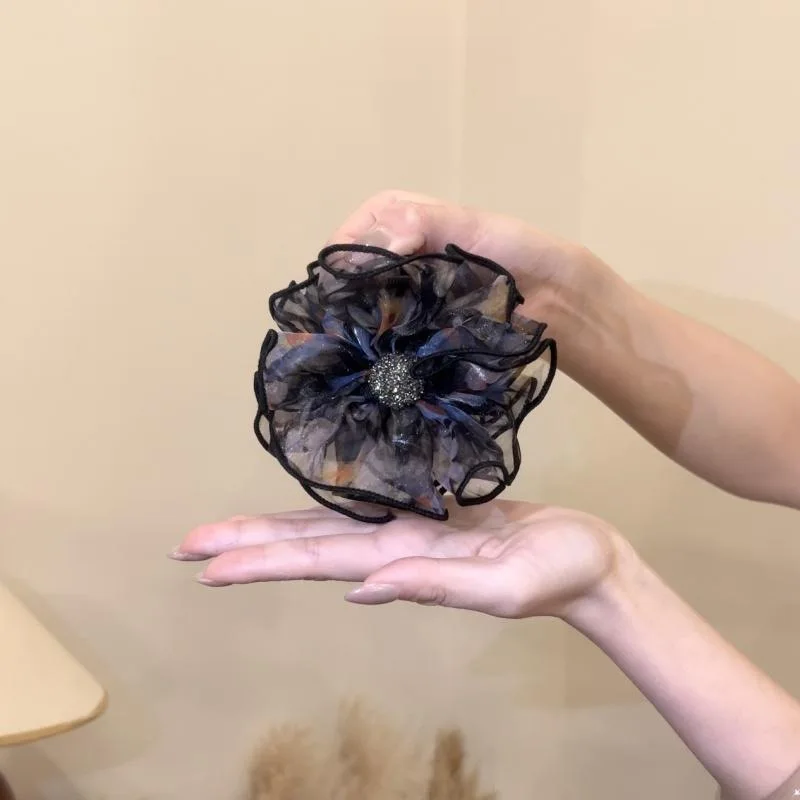 1 قطعة برعم زهرة رقيق مشبك شعر متوسط للنساء الراقية يشعر رائعة الجزء الخلفي من الرأس ملحق 2025 موضة الشعر العصرية