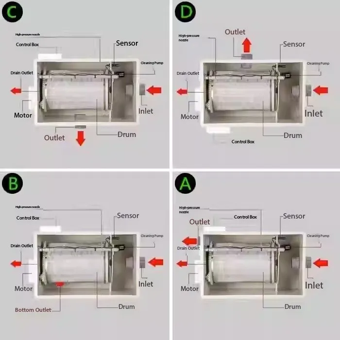 Drum microfilter fish pond filtration equipment small filter aquaculture koi automatic backwashing large box