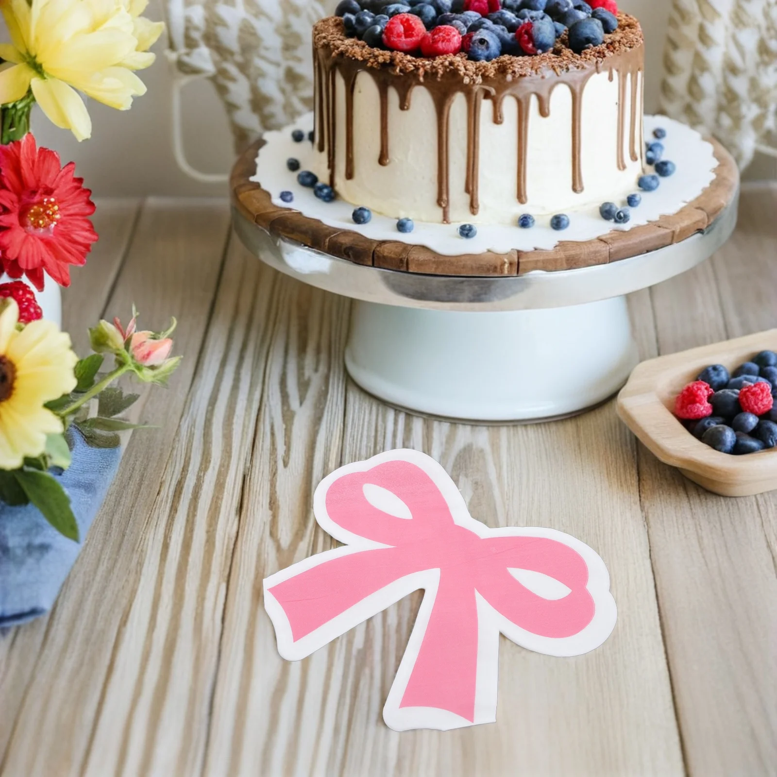 40 قطعة مناديل على شكل فيونكة على شكل فراشة 6.37 بوصة × 6.09 بوصة مناديل ورقية للاستعمال مرة واحدة باللون الوردي لحفلات أعياد الميلاد ومستلزمات الأنسجة المزخرفة للعشاء #2