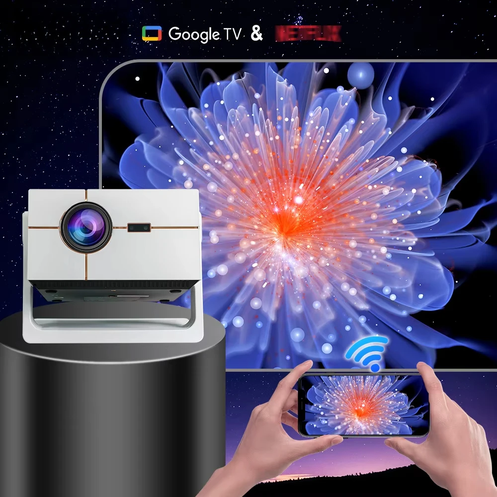 Google GTV 4K Stand Projector   YG628 Ultra 1080p 600ANSI Auto Focus Android Decoding 4k Portable Projector 4k Projector