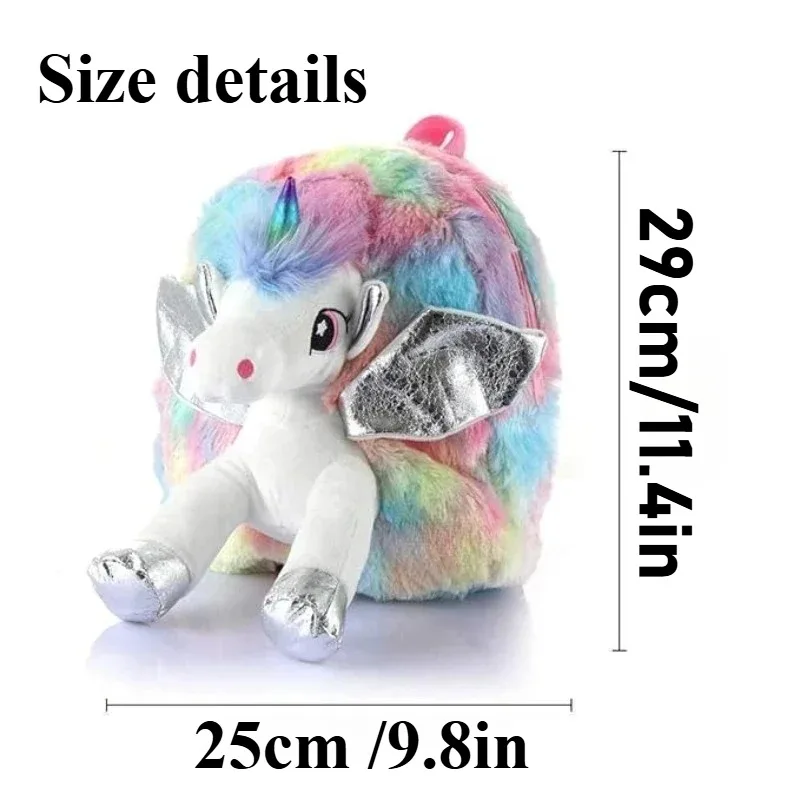 Unicorn Backpack for Girls Kids Backpack Plush Unicorn Toy Gifts for Baby Stuffed Animal Toy Backpack Napkins Snack Book Bag
