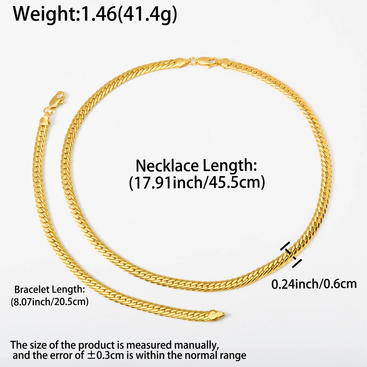 Chic Gold Plated Chain Necklace Bracelet Set for Women 2Pcs Minimalist Layering Jewelry Dainty Trendy Gift Quality Accessories