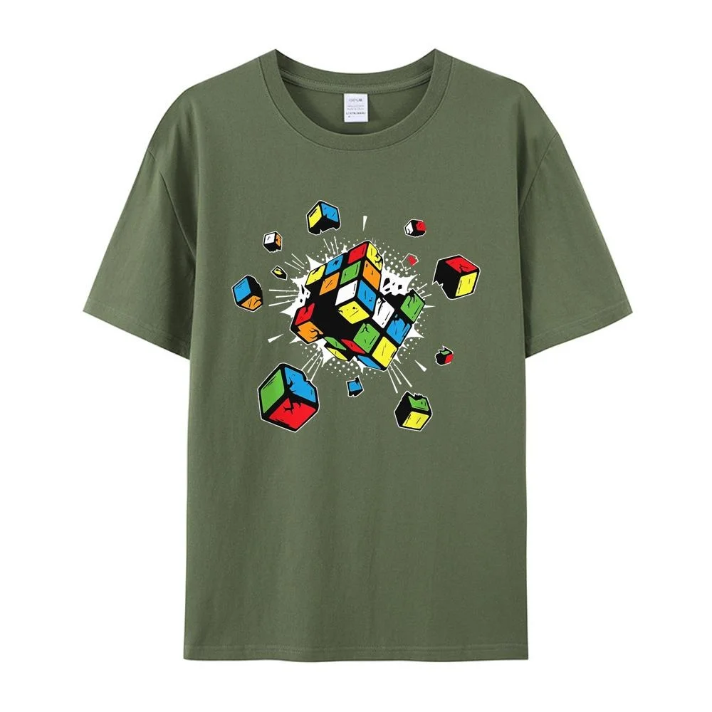 Exploding Rubix Rubiks Rubics Cube Present Pure Cotton EU size t-shirts Japanese comic men t shirt anime unisex clothes