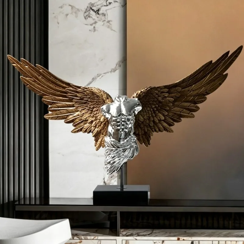 Art Home sculpture Living Room TV Stand Luxury Angel Sculptures Electroplated Retro Metal Crafts Modern Home Decoration Decor