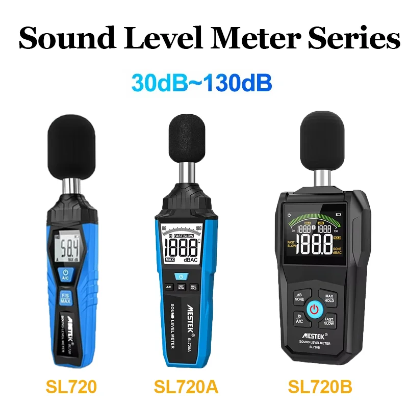 SL720 Series Sound Level Meter Noise 30~130dB Decibels Noise Audio Measuring Noise Decibel Monitor Portable Sonometer Data Hold