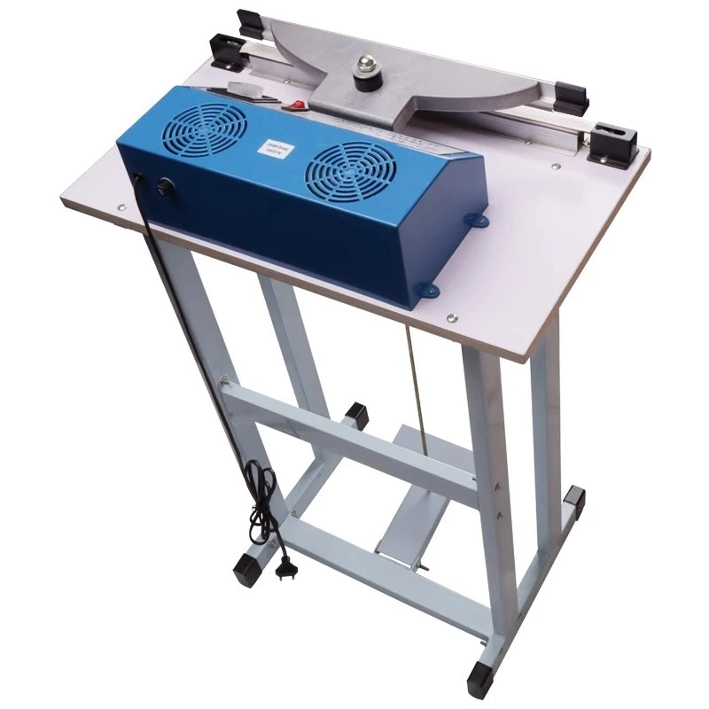 Continuous heat sealing of films, aluminum foil,etc.  Model 400 foot-operated sealing machine,used for sealing plastic packaging